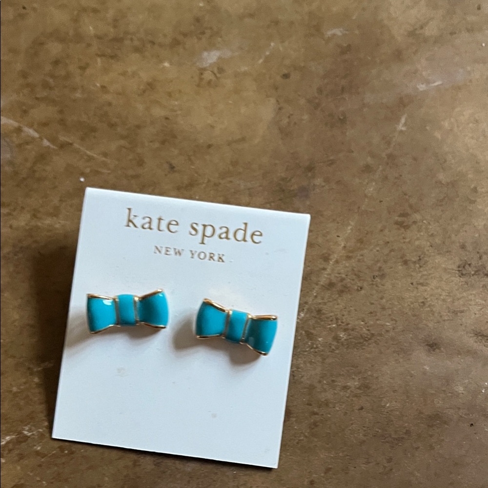 kate spade Turquoise Bow Stud Earrings with Gold Trim
